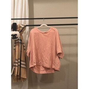 Ella Moss Womens Peach Short Sleeve Oversized High Low Hem T-Shirt XL